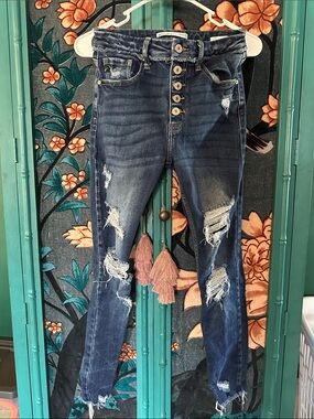 KanCan Dark Blue Distressed Skinny Jeans